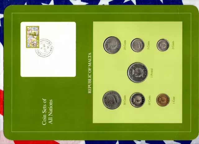 Coin Sets of All Nations Malta 1986-1994 UNC RARE 1 Pound 1994 50, 5 cents 1986