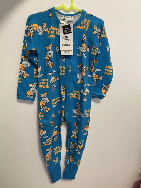 Bonds Donald Duck size 3 Zippy Wondersuit BnWT Disney Blue