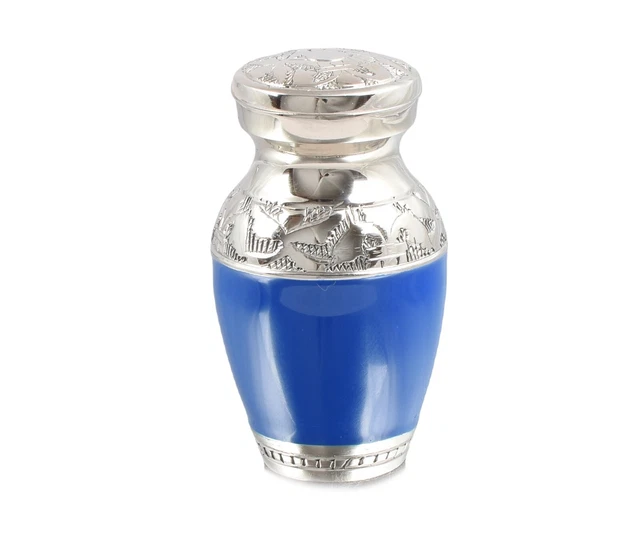 Mini Keepsake Cremation Ashes Urn Funeral Memorial Blue Token Small Ashes Urn