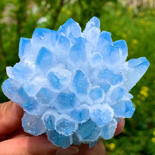 370G New Find sky blue Phantom Quartz Crystal Cluster Mineral Specimen Healing