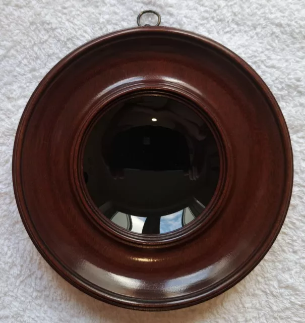 RARE 19thC FRAMED CONCAVE BLACK MIRROR, WITCHES MIRROR, SCRYING, SORCERERS.