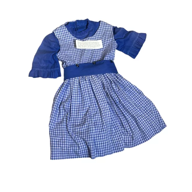 1960s Girls Handmade Blue Gingham Check Dress