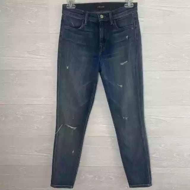 J BRAND Alana Stretch Distressed Skinny Dark Crop Ankle Jeans Size 25