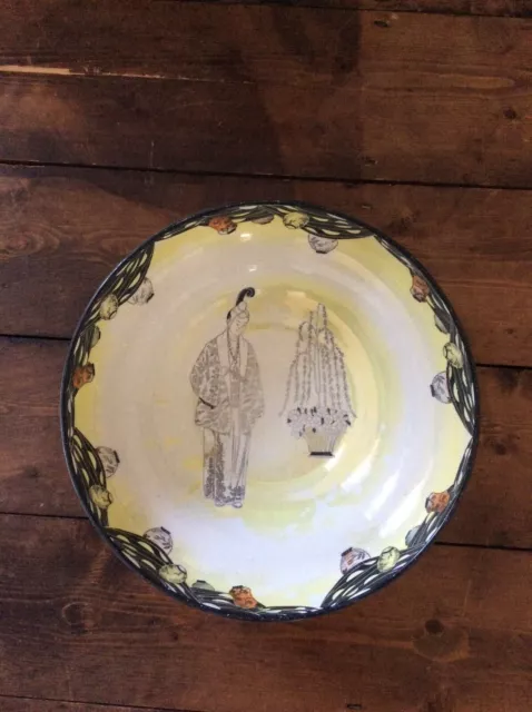 Burleigh Ware large decorative bowl oriental design vintage finish