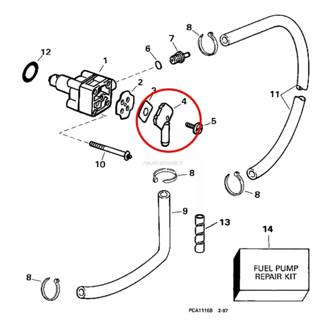 Coperchio Pompa Benzina Evinrude Johnson BRP - 1 PZ  - 329972