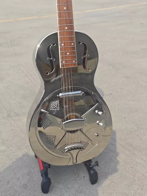 Guitarra resonadora eléctrica con pastilla con cuerpo de campana de latón brillante Aiersi