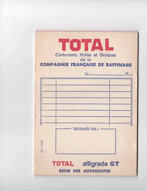 Ancien Petit Carnet Publicitaire. Publicité . Total  Carburants Huiles