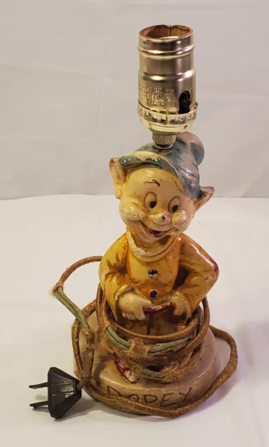 Walt Disney Enterprises Snow White Dopey Lamp Vintage Antique 1938 Works Rare 2