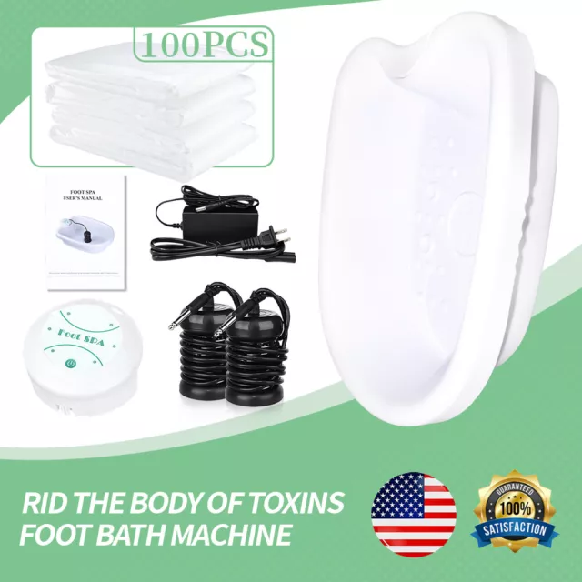 Ionic Detox Spa Cleanse Foot Bath Tub Machine 100 Liners &  Basin FDA  APPROVED