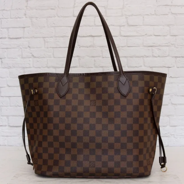 Louis Vuitton Neverfull MM Damier Ebene Tote Shoulder Bag Hobo Handbag Purse LV