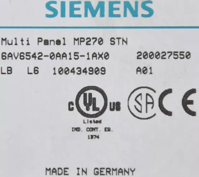 Siemens HMI Multi Panel MP270 STN 6AV6542-0AA15-1AX0 6AV6 542-0AA15-1AX0 A01 2