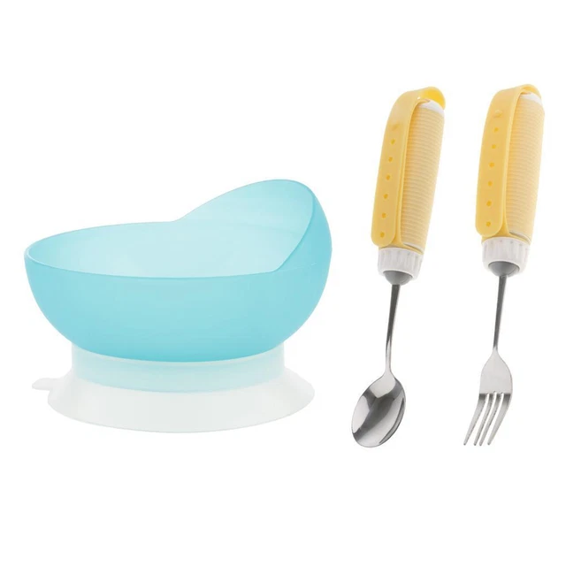 Rotating Utensil Eating Aids Spoon Fork Bowl Set per anziani disabili