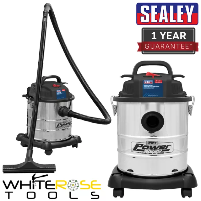 Sealey Vacuum Cleaner Wet & Dry 20L 1200W/230V Stainless Drum