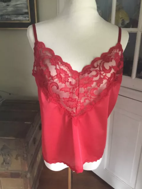 Cabernet Red Lace Silky Adjust Straps Cami Camisole Slip Top Lingerie - Size 40