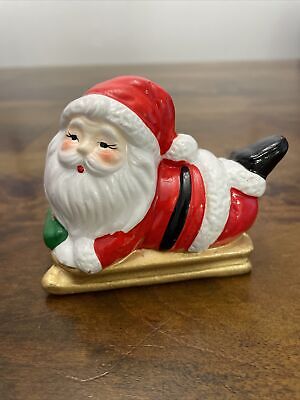 Vintage Christmas Santa On Sled Figurine Figure Decoration