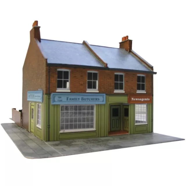 Superquick OO Gauge Card Kit C77 Red Brick Terrace Corner House - Model Building