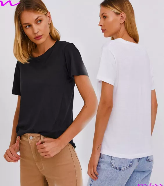 WOMENS Pure Cotton SHORT Sleeve T-Shirt Top, 100% Cotton,Choose Colour SUMMER T