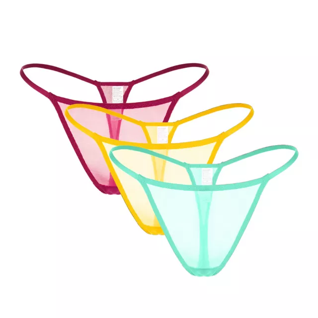 Sheer Mesh Bikini Panties 3 Pack Sexy See-through Low Rise Thongs