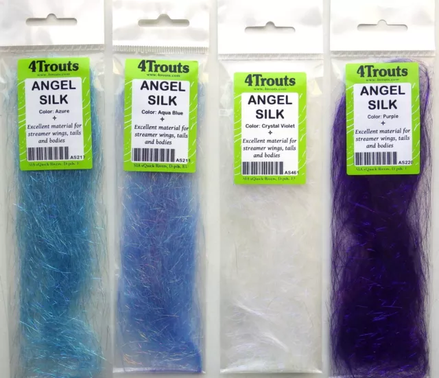 ANGEL HAIR fine tinsel flash fly tying materials Angel Silk Lot 4 1 blue shade