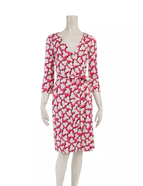 Diane Von Furstenberg New Jeanne Two Wrap Dress Size 6 Floral Pink Silk 2