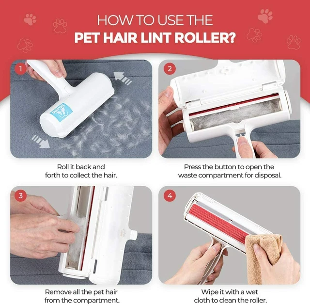 DELOMO Pet Hair Remover Roller - Dog & Cat Fur Remover with Self-Cleaning Base