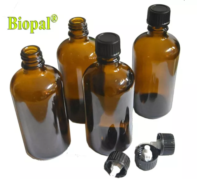 10 x 100ml Braunglasflasche Flaschen Tropfflasche Tropfeinsatz Medizin DIN 18