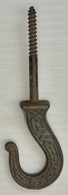Vintage Victorian Cast Iron 5 ¼” Ceiling Hook with 2 5/8” of Threads
