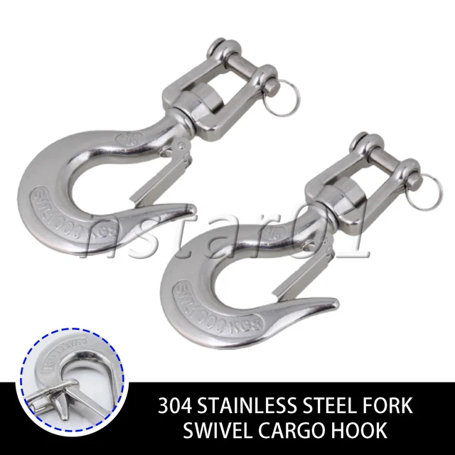 Stainless Steel Clevis Hooks for Hoisting Machinery 2205lbs 7/8" Set of 2 Silver