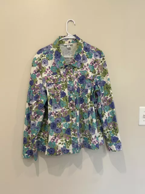 Dressbarn Jacket size 18/20 blue multi floral women blazer. Excellent cond