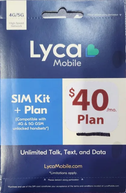 Lycamobile preloaded sim card prepaid $40 plan with 15GB