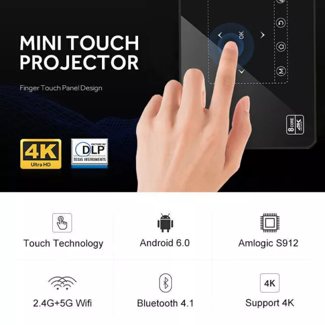 4K Mini DLP Projektor Android 9.0 WiFi Bluetooth FHD 1080P 8G Heimkino-System DE 3