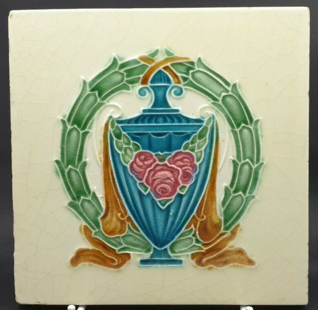 Art Nouveau Fireplace Tile Lea & Bolton  6 Inch Sq C1900