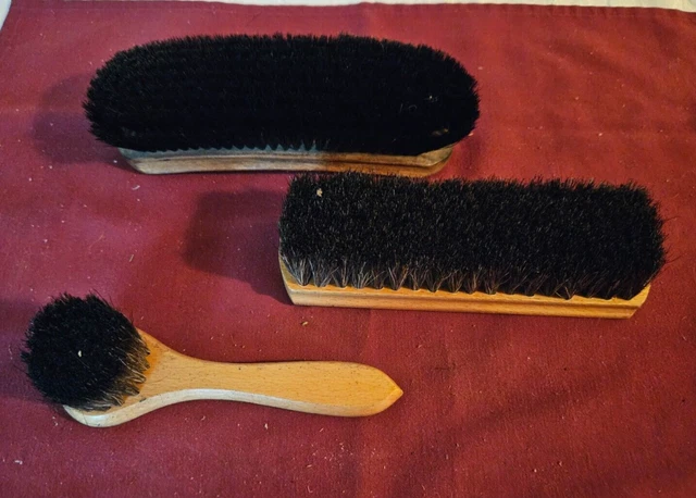 Lot of 3 Vintage Horsehair Shoe Polishing Brushes