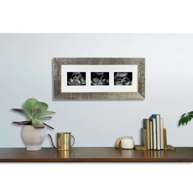 Sonogram Series Reclaimed Wood Picture Frame with 3 Openings for Sonogram photos