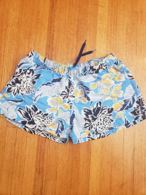 Patagonia Barely Baggies Shorts Womens MED  Floral Hawaiian Beach Camp Blue