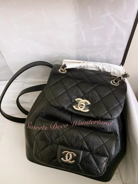 AUTH CHANEL BLACK Quilted Aged Calfskin Miss Pony Fur Double Flap
