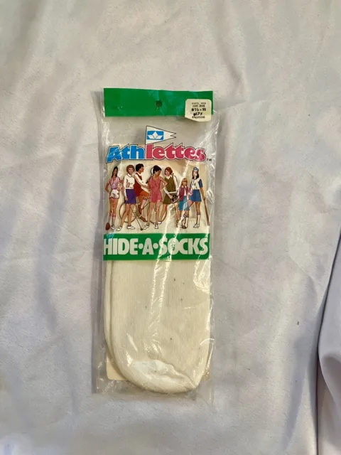 NOS Vintage Athlettes Hide A Sock White Cotton Blend Footies Woolworths 1970s