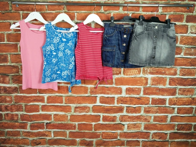 Girls Bundle Age 7-8 Years Next J Lewis Denim Skirt Vest Tee Summer Set 128Cm