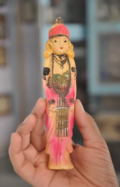 Vintage Lord Krishna With Flute Colorful Celluloid Figurine , Japan