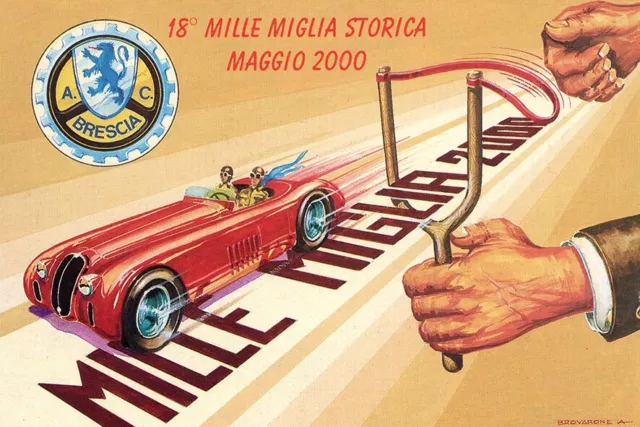 Poster Manifesto Locandina Pubblicità Stampa Vintage Automobili Mille Miglia