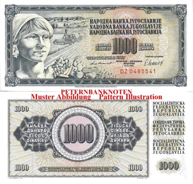 Jugoslawien / Yugoslavia 1000 Dinara 1981 Unc. P. 92d  645# Kassenfrisch..