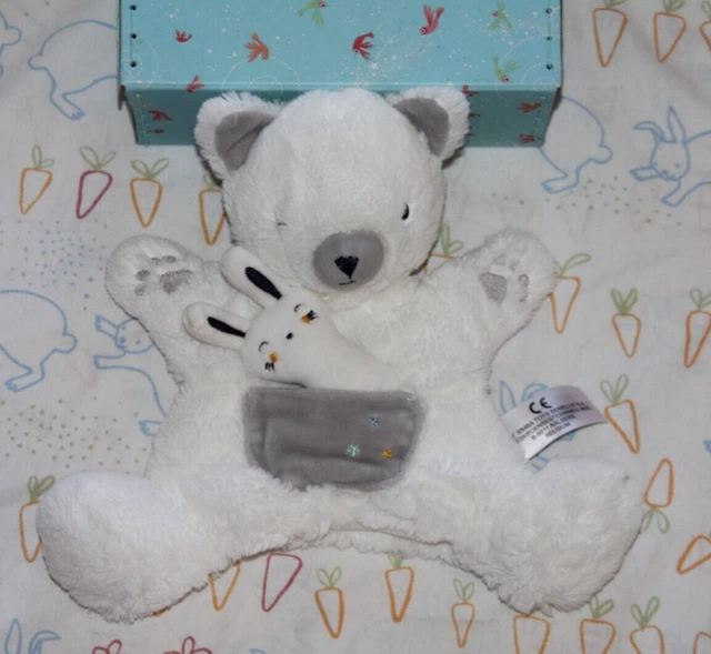 Doudou Simba Toys Chat Marionnette Blanc Gris Lapin  Neuf