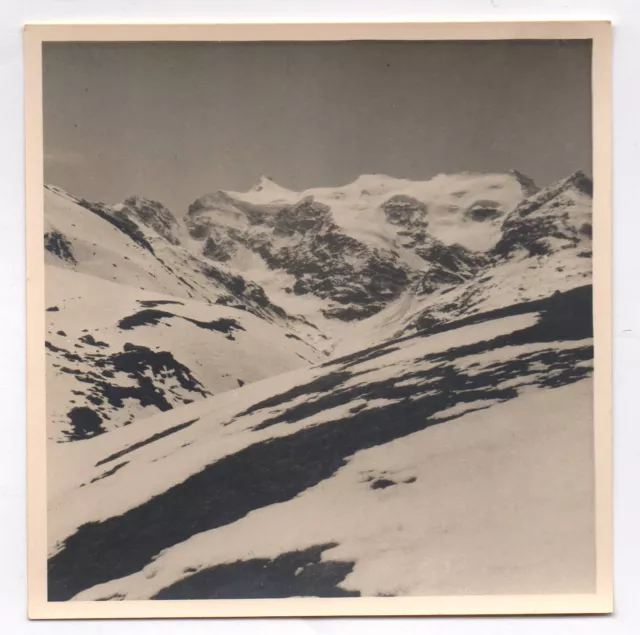ANTIQUE PHOTO Snow Winter Alps Large Ciamarella 1949 Mountain Landscape