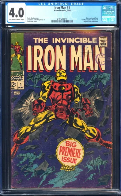 Marvel Iron Man #1 CGC 4.0 OW to White Pages 1968 - 1st Series, Origin Retold