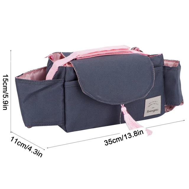 (Pompon Rose)Baby Stroller Hanging Bag Organizer Universal Cup Holder Storage