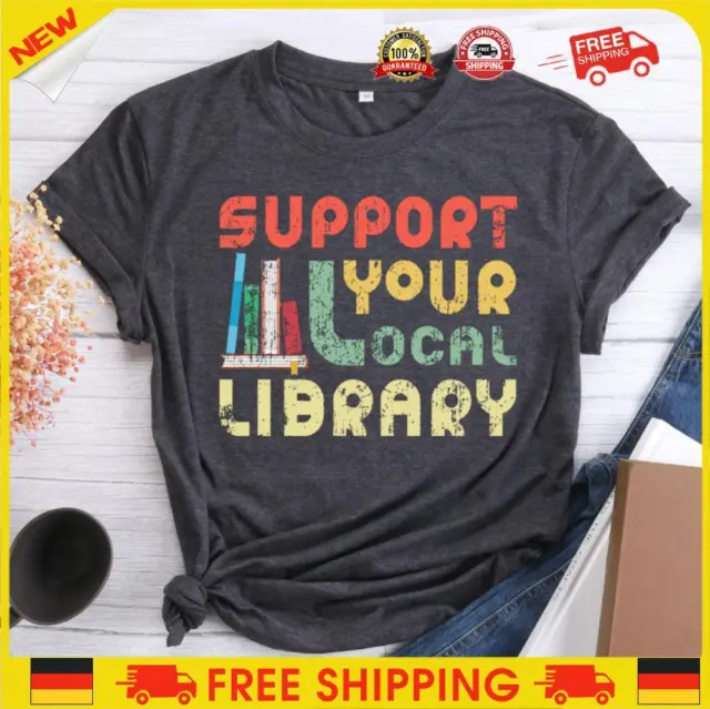 ❥ T-shirt supporta la tua biblioteca locale - grigio canapa-M