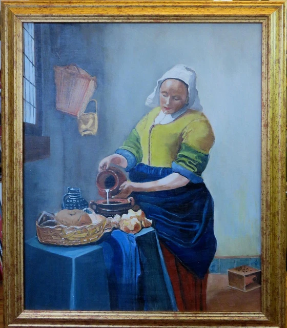 CV230201  La lattaia Olio su tela, riproduzione del  quadro di Jan Vermeer.