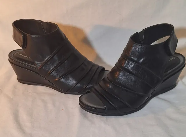Croft & Barrow Ortholite Wedge Black Womens Sandals Size 8M