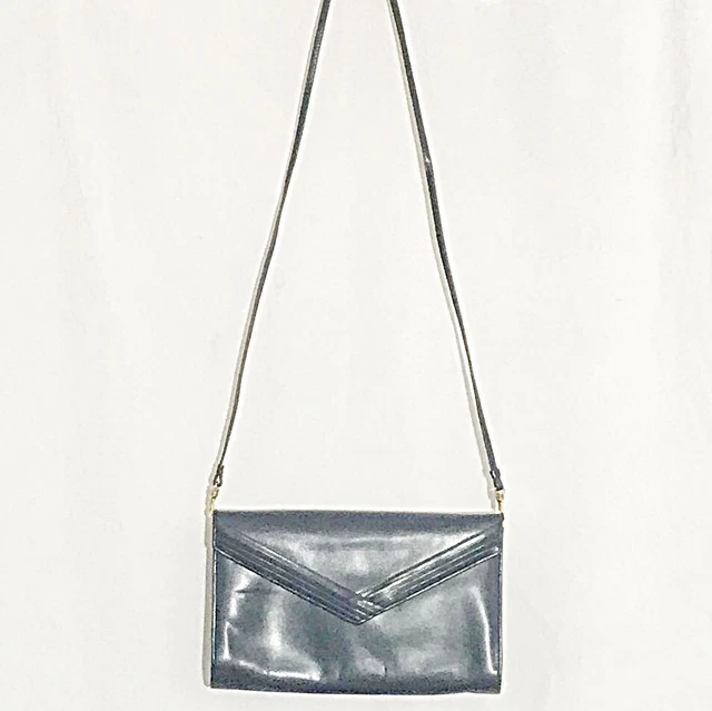 Vintage 70's Mary Ann Rosenfeld Vintage Navy Leather Shoulder Bag