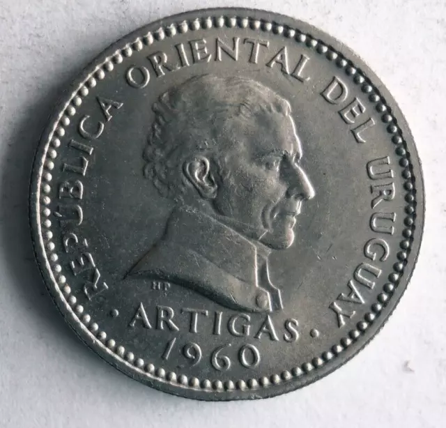 1960 URUGUAY 50 CENTESIMOS - Excellent Coin - FREE SHIP - Bin #108